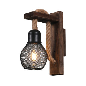 Apliqué Decorativo de Madera Con Pantalla de Rejilla E-27 (SKU:36228)