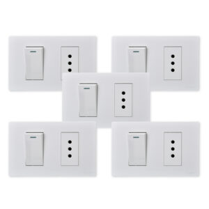 Pack 5 Interruptor 1* 9/12 16A y Tomacorriente 1* 10A