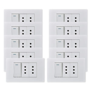 Pack 10 Interruptor 1* 9/12 16A y Tomacorriente 2* 10A