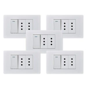 Pack 5 Interruptor 1* 9/12 16A y Tomacorriente 2* 10A