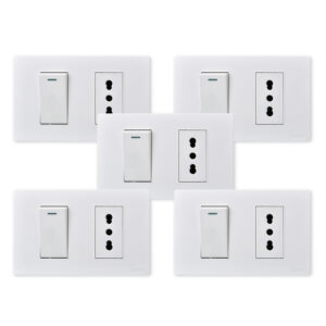 Pack 5 Interruptor 1* 9/12 16A y Tomacorriente 1* 16A