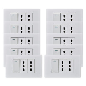 Pack 10 Interruptor 1* 9/12 16A y Tomacorriente 2* 16A