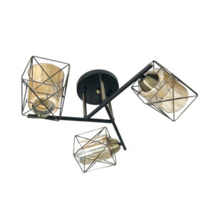 Lámpara de Techo Triple Geométrica Pantalla Vidrio E-27