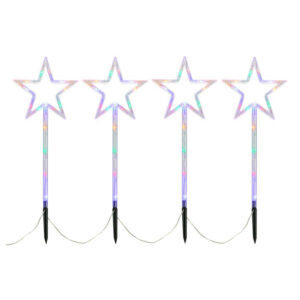 Set 4 Estacas Solares Navidad Diseño Estrellas (SKU:MRY-4028E)