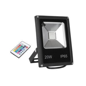 Foco Proyector de Área LED 20W RGB Con Control Remoto