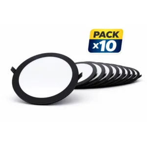 Pack 10 Panel Redondo LED Embutido Negro 18W Luz Fría SEC